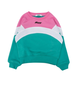 Msgm Kids Colour Block Crewneck Sweatshirt