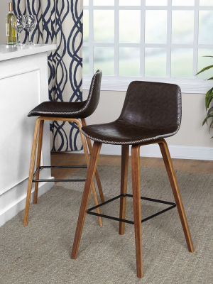 Set Of 2 Wapoli Counter Height Barstools Brown - Buylateral