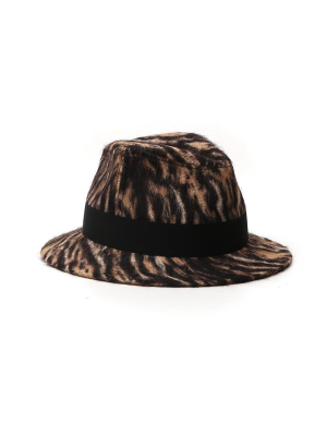 Saint Laurent Animal Print Fedora Hat