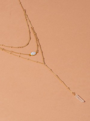 Iron Oxide Gold Layered Opal Lariat Necklace