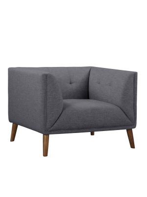 Hudson Mid-century Button-tufted Chair In Dark Gray Linen And Walnut Legs - Armen Living