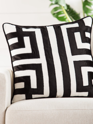 Ordella White & Black Geometric Throw Pillow