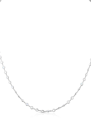 14kt White Gold Moonstone 36" Necklace