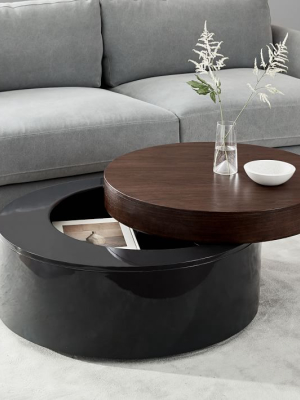 Stacked Disk Storage Coffee Table - Walnut/anthracite