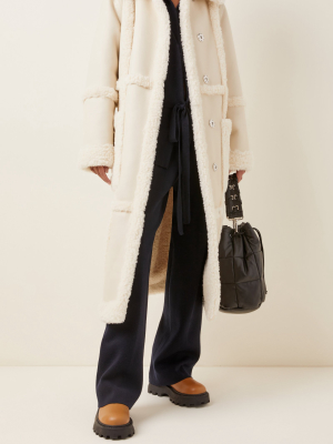 Patrice Faux Shearling And Suede Coat