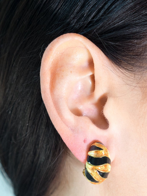 Tiger Stripe Clip Earrings