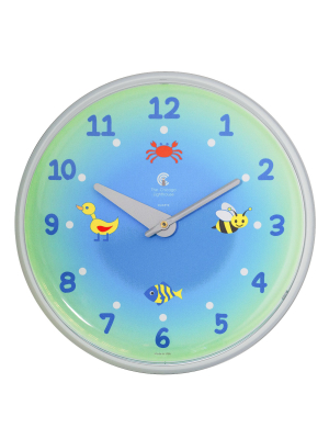 12.75" X 1.5" Green Planet Children's Wall Clock Decorative Wall Clock White Frame - By Chicago Lighthouse