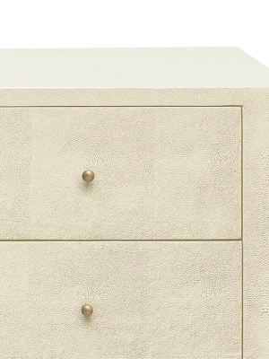 Sorin 3 Drawer Double Nightstand Off White Faux Shagreen