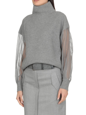 Brunello Cucinelli Contrast-sleeve Ribbed Jumper