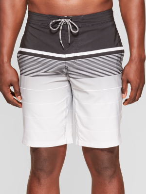 Men's 10" Striped Board Shorts - Goodfellow & Co™ Black/white