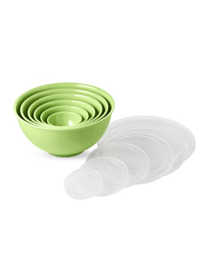 Melamine Mixing Bowls, Set Of 6, Lime Green