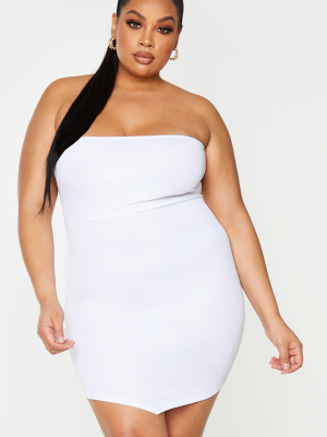 Plus White Bandeau Pointy Hem Bodycon Dress