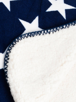 Navy Blue Star Design Sherpa Throw (50"x60")