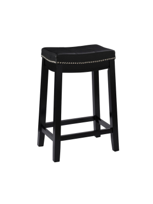 24" Claridge Leather Saddle Counter Height Barstool - Linon