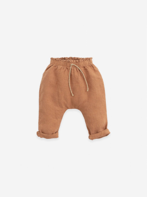 Linen Trousers W/ Elastic Waist Raquel Rust | Play Up