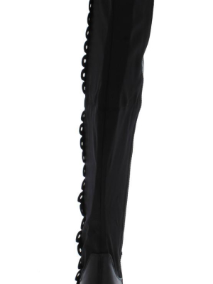 Fifty56 Black Side Grommet Over The Knee Boot