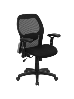 Mid-back Black Super Mesh Executive Swivel Office Chair With Mesh Padded Seat - Belnick