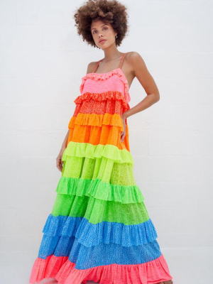 Rainbow Ruffle Tiered Dress
