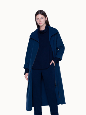 Long Coat In Techno Cotton Taffeta With Raglan Sleeves