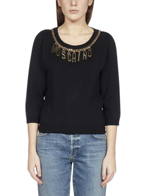 Moschino Logo Lettering Cropped Sweater