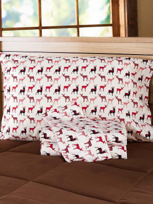 Lakeside Plaid Deer Print Sheet Set For Full Bed