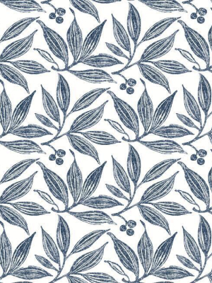 Chokeberry Block Print Wallpaper In Navy And White From The Simply Farmhouse Collection By York Wallcoverings