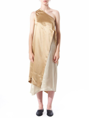 Single-shoulder Silk Dress (dappy Pearl Beige)