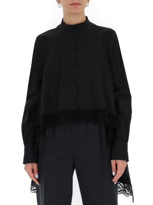 Alexander Mcqueen Asymmetric Lace Trim Blouse