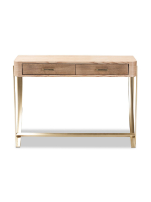 Lafoy Natural Finished Wood And Finished 2 Drawer Console Table Brown - Baxton Studio