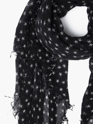 Black And White Stars Cashmere And Silk Scarf