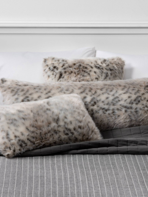 Oblong Faux Fur Decorative Throw Pillow Animal Print - Threshold™