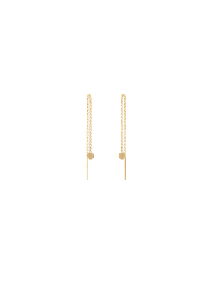 14k Gold Disc Threader Earrings