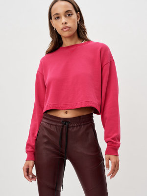 Embroidered Snyder Cropped Crew / Currant
