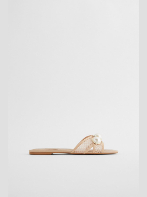 Pearl Mesh Slide Sandals