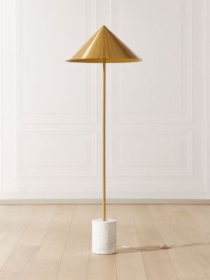 Umbrella Marble Base Brass Cone Floor Lamp