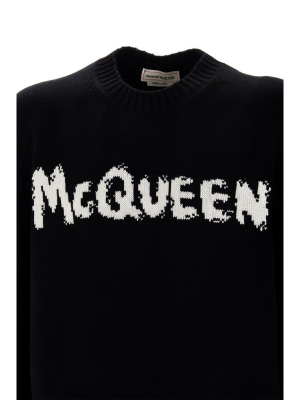 Alexander Mcqueen Graffiti Logo Intarsia Sweater