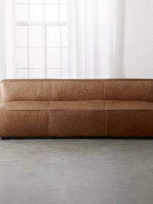 Lenyx Cognac Armless Leather Sofa