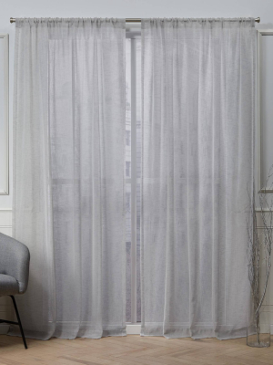 Belfry Rod Pocket Sheer Window Curtain Panels - Nicole Miller