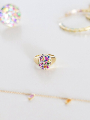 Multi Colored Pinky Signet Ring