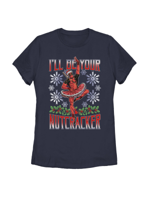 Women's Marvel Christmas Deadpool Nutcracker T-shirt