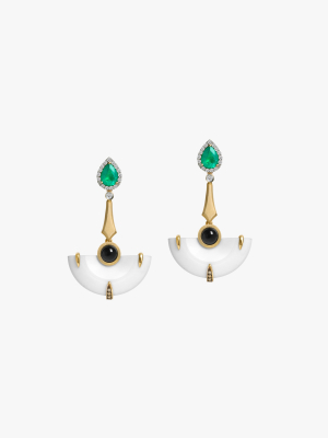 Onyx & Emerald Diamond Earrings