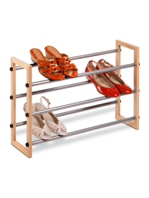 Honey-can-do 3 Tier Expandable Wood And Metal Shoe Rack
