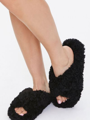 Fuzzy Faux Sheepskin Slippers