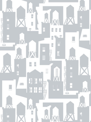 New York City Watertowers Wallpaper In Shadow Design By Tom Slaughter For Cavern Home