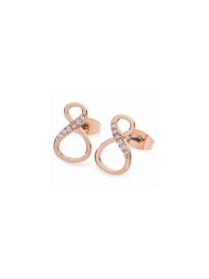 8 Shape Rose Gold Infinity Stud Earrings