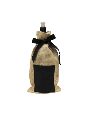 Epicureanist Set Of 4 Jute Chalkboard Wine Bag