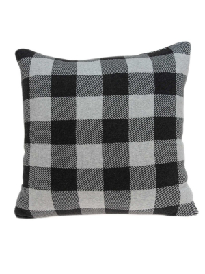 Square Charcoal Buffalo Check Accent Pillow Cover