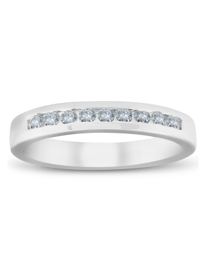 Pompeii3 1/4ct Diamond Wedding 14k White Gold Stackable Channel Set Ring High Polished - Size 5