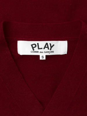 Comme Des Garcons Play Knit Cardigan Red Heart - Burgundy