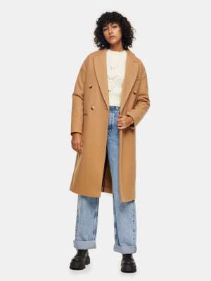 Petite Camel Classic Double Breasted Coat